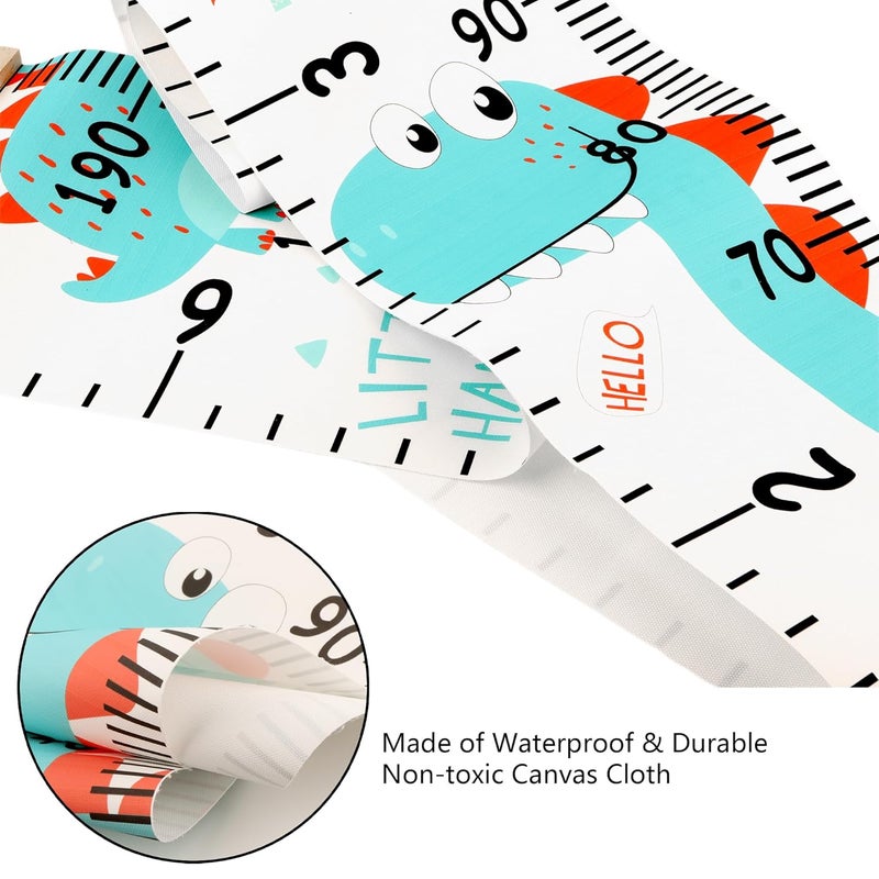 DOOLMIN Baby Height Growth Chart, Canvas Height Measuring Chart for Kids Child Toddler Boys Girls, 79" x 7.9" Hangable and Removable Waterproof Wood Ruler for Wall Room Nursery Décor (Dinosaur) - Image 4